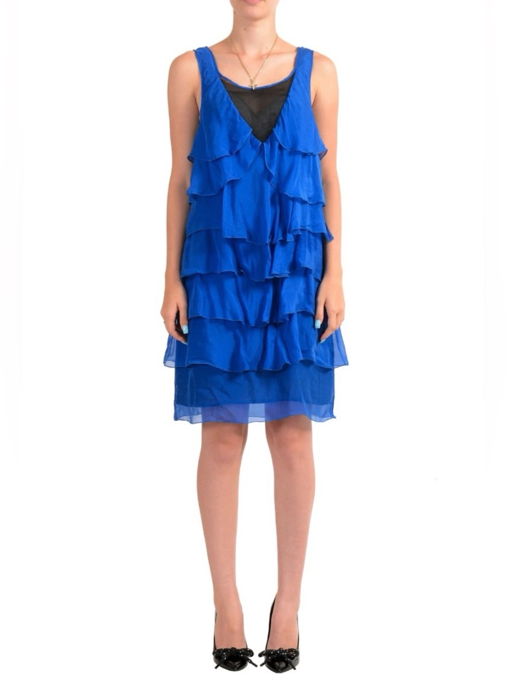 Just Cavalli Women's Frilled
Blue 100% Silk Shift Dress US S
IT 40 $625